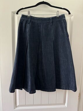 Miu Miu Dark Denim A-Line Skirt - Deep Navy